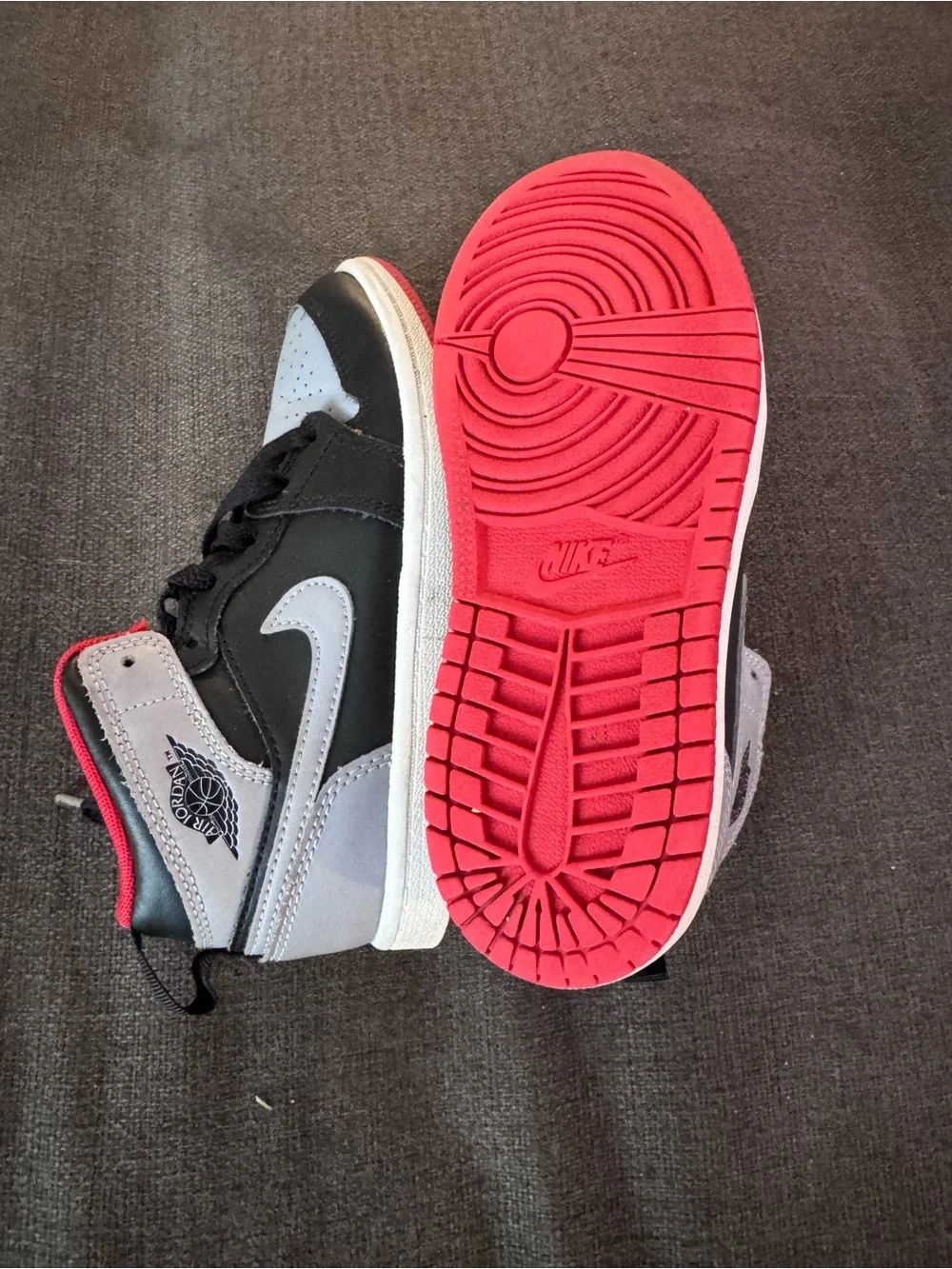 Jordan Kids Black and Red High-Top Sneakers